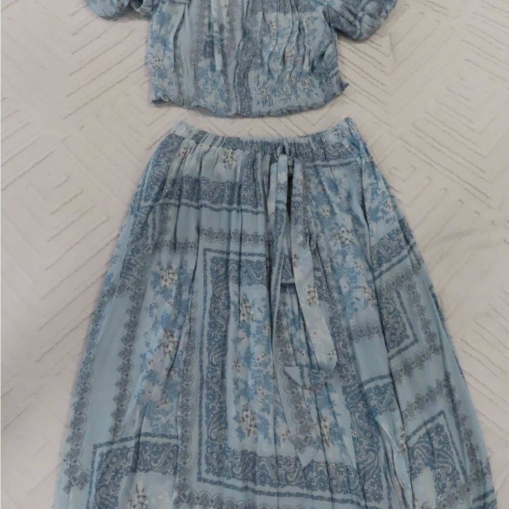 Blue Floral Two-Piece Set